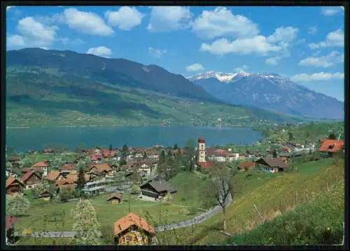 AK Sachseln am Sarnersee Schweiz Blick über See und Dorf mit Kirche Zwiebelturm