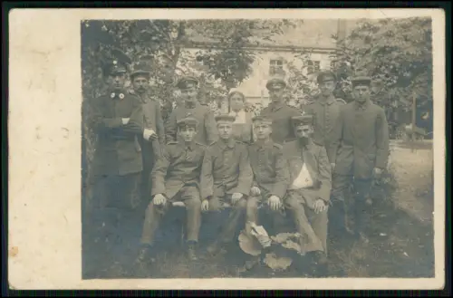 Foto AK Verwundete mit Krankenschwester Lazarett Spital Ravensburg 1917 Feldpost