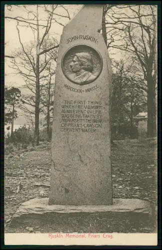 AK Denkmal Ruskin Memorial am Friar's Crag Keswick am Derwentwater Seeufer 1916