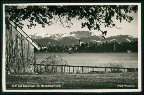 Seeshaupt mit Benediktenwand Seeidylle Blick über Starnberger See Alpenpanorama