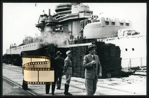 Foto 14x9cm - Jean Bart französisches Schlachtschiff - in Saint-Nazaire Hafen