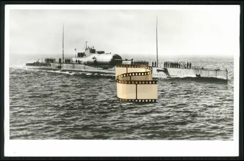 Foto 14x9cm - Französisches Kreuzer U-Boot Surcouf - zwei 20cm Geschütze drehbar