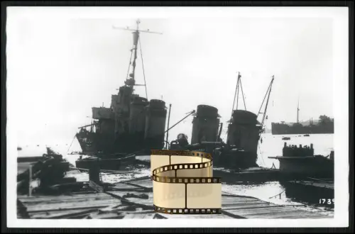 Foto 14x9cm - Französischer Zerstörer in Toulon - 1942 selbstversenkt gekentert