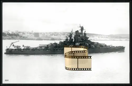 Foto 14x9cm - USS Nevada BB-36 Schlachtschiff - mit Bordflugzeuge achtern 1943