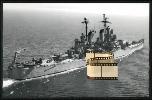 Foto 14x9cm - USS Helena CA-75 - schwerer Kreuzer Baltimore-Klasse 1945 auf See