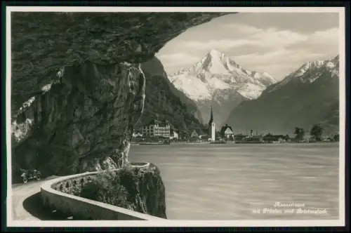 6x Foto AK Axenstraße, Fühlen, Bristenstock, Rheinfall u. Luzern Schweiz-Motive