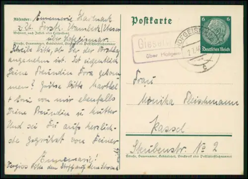 AK - Rechteckiger Landpoststempel - Gieselwerder über Hofgeismar - 1940 gelaufen