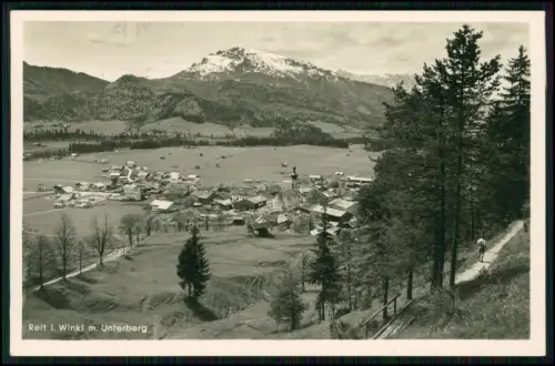 Echt Foto AK - Reit im Winkl mit Unterberg Panoramaweg Blick auf Ort und Kirche