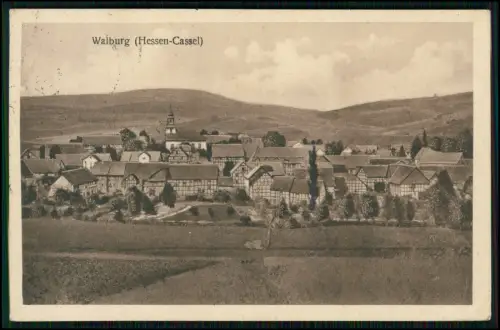 AK Walburg Hessisch Lichtenau in Hessen - Dorfansicht mit Kirche - 1937 gelaufen