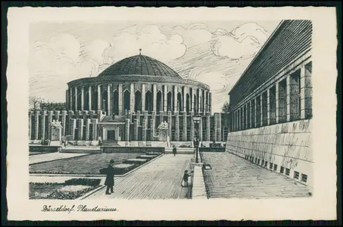 AK - Düsseldorfer Planetarium - als Radierung - Ehrenhof-Komplex - 1938 gelaufen