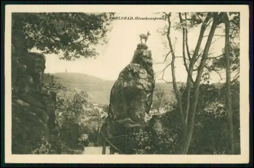 AK - Hirschsprung Gämsenstatue Jelení skok - in Karlsbad Karlovy Vary