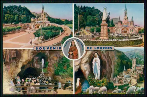2x AK - Lourdes - Basilika Grotte, Marienerscheinung und Heilige Bernadette gel.