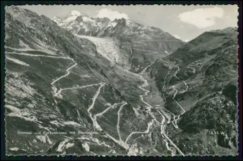 AK - Grimsel- und Furkastrasse - mit dem Rhonegletscher - Schweizer Alpen Wallis