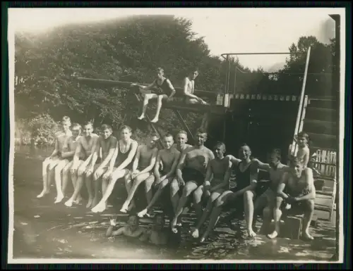 2x Foto - Freibad Badeanstalt Jungs junge Männer - Sudmühle Münster - 1927