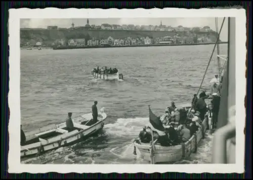 3x Foto - Helgoland 1937 - Inselbesuch mit roten Felsen Boote und Nordseeflair