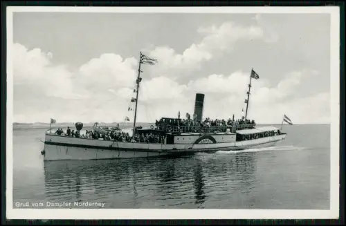 AK - Dampfer Norderney - Ausflugsschiff voller Gäste auf See vor Wangerooge 1925