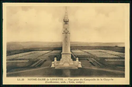 13x AK - 1. WK Notre-Dame de Lorette - Gedenkkirche und andere in Nordfrankreich