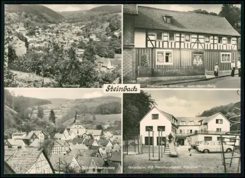 3x Foto AK Steinbach Bad Liebenstein Fachwerkhaus Kirche Ferienheim VEB Potsdam