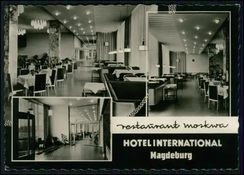 2x Echt Foto AK - Magdeburg Hotel - Edle DDR Innen und außen - Restaurant Moskwa