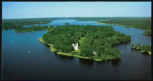 XL-Postkarte - 23x12cm - Berlin Luftbild Pfaueninsel märchenhaftes Schloss Havel