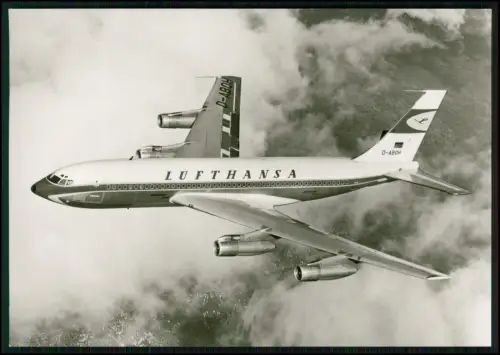 Foto AK - Flugzeug Lufthansa-Postkarte Boeing 720 B im Flug Registrierung D-ABOH