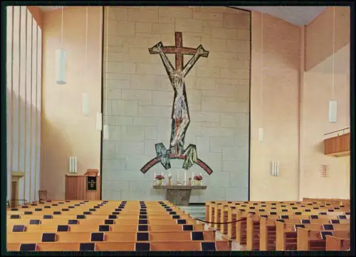 2x AK - Bad Neuenahr Innenraum evangelische Kirche mit modernem Kruzifix-Mosaik