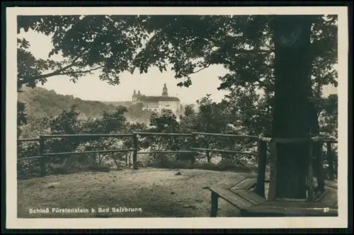 Foto AK Blick vom Waldrand auf Schloss Fürstenstein Bad Salzbrunn eindrucksvoll
