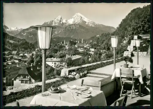4x Foto AK - Hotel Krone Berchtesgaden Terrasse Blick auf den Ort Alpenpanorama