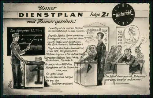 AK Bundeswehr Humorvolle Soldatenkarte Unterricht endlose Zahlen Geräte Regeln