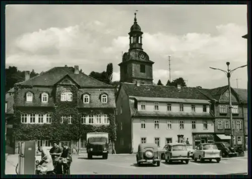 Foto AK - Bad Blankenburg Thüringen - Marktplatz mit vielen typischen DDR Autos