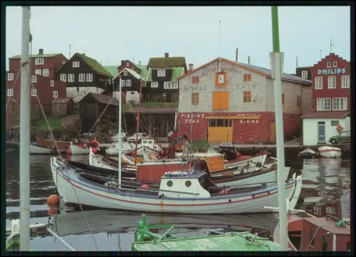 AK - Thorshavn Färöer Inseln - Thorshavn Hafen - bunte Fischerboote alte Häuser