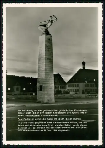 Foto AK - Gedenksäule WK in Freudenstadt im Schwarzwald - Denkmalfoto bei Nacht