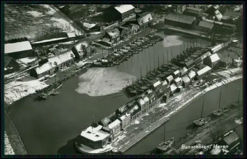 Echt Foto AK - Bunschoten Spakenburg Haven - Luftbild - Winter Boote im Hafen