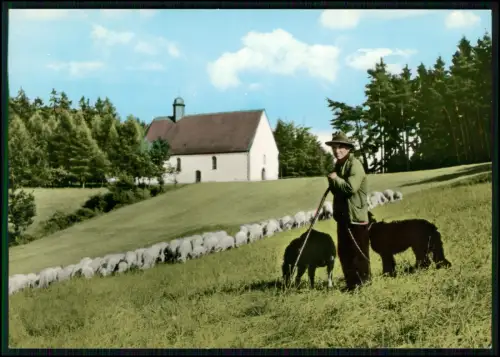 AK - Frammersbach - Main Spessart - Kreuzkapelle mit Schäfer - Hunde und Schafe