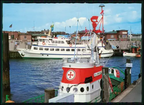 Foto AK - List auf Sylt - Hafen Anleger Seenotkreuzer Kratschke u. Boot Palucca