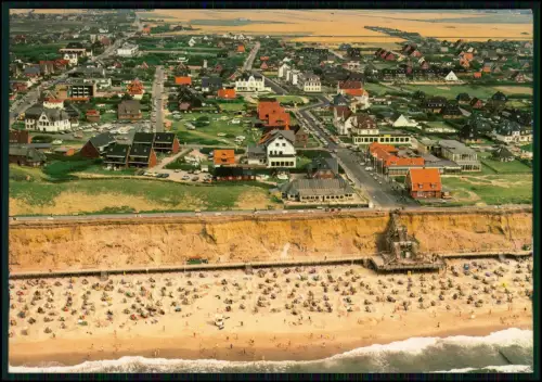 Foto AK - Luftbild - Strandpromenade Wenningstedt Sylt - viele Strandkörbe FKK