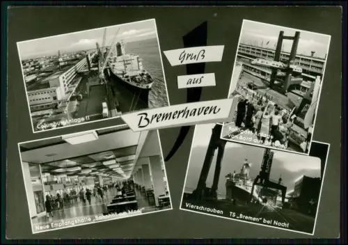 AK - Bremerhaven - Columbus-Anlage, Fahrgast-Anlage, Empfangshalle und TS Bremen