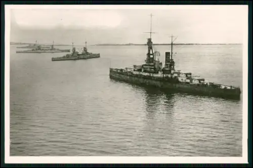 Foto AK - SMS Baden - Marine Flaggschiff der Hochseeflotte - und a. Linienschiff