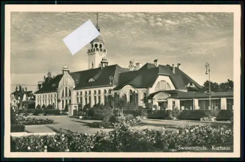 AK - Kurhaus Swinemünde Świnoujście - Turm Fahne und Gartenanlage 1940 gelaufen