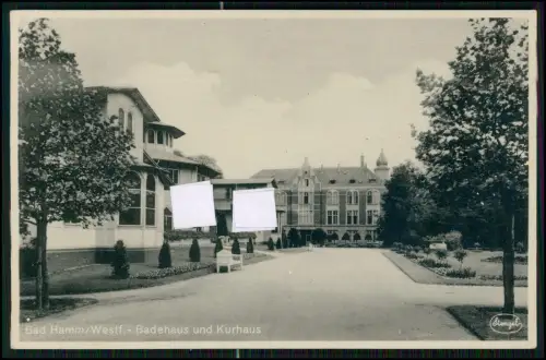 AK - Bad Hamm Westfalen - Blick auf Badehaus Kurhaus Parkanlage mit Fahnen 1939