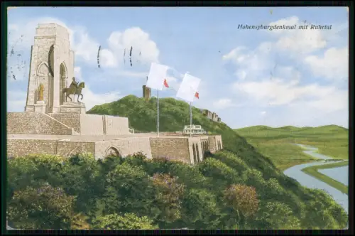 AK - Hohensyburg mit Kaiser-Wilhelm-Denkmal, Ruhrtal, Burgruine Fahnen 1938 gel.