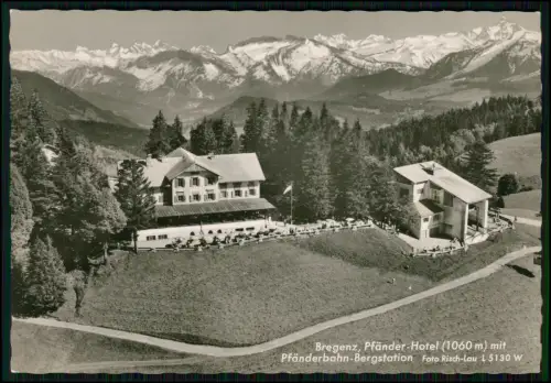 Foto AK - Bregenz Pfänder-Hotel mit Pfänderbahn-Bergstation - Gasthof Terrasse