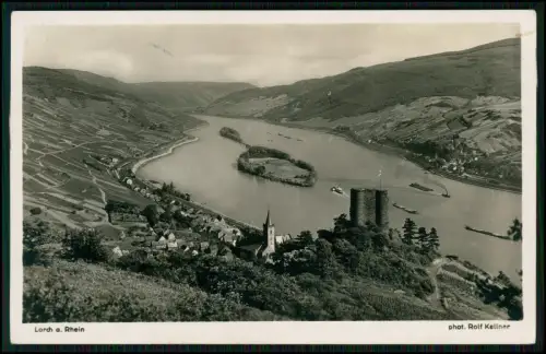 4x Foto AK - Burgen und Städte am Oberen Mittelrheintal - 1937 gelaufen