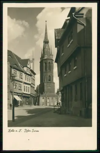 Foto AK - Der Rote Turm in Halle an der Saale - 1942 gelaufen - weitere Stempel