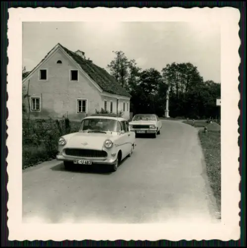 5x Foto Opel Olympia Rekord P - Urlaubsfahrt zur Nordsee von Recklinghausen 1960