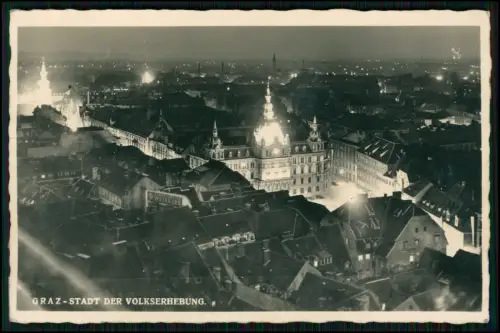 Echt Foto AK - Gratz in der Steiermark bei Nacht - 1940 Feldpost gelaufen