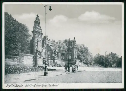 AK - Halle an der Saale - Adolf-Hitler-Ring 1938 - Kaiser-Wilhelm-Denkmal