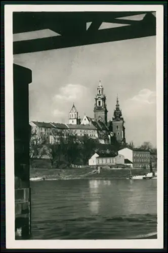 Foto AK - Kraków Krakau Polen - Weichselpartie Burg Wawel 1942 gelaufen Stempel