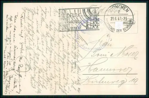 Foto AK - München Bewegung ... Blick auf Odeonsplatz - 1940 Feldpost Stempel...
