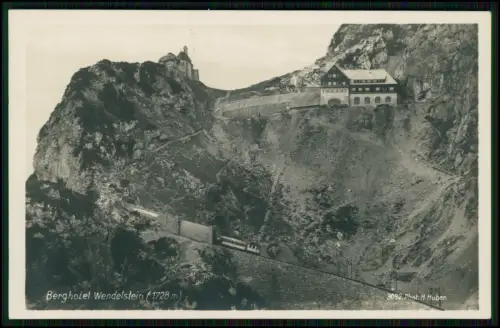 Foto AK - Berghotel Wendelstein Mitteralm - Brannenburg mit Bergbahn und Gipfel